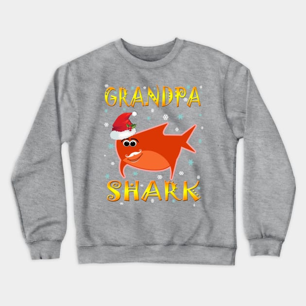 Christmas Grandpa Shark Funny  Design Gift Idea Crewneck Sweatshirt by werdanepo